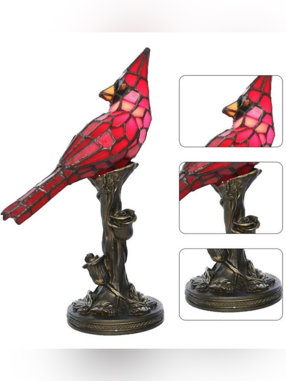 Retro Bird Table Lamp Antique Stained Resin Night Light Statue Home Decoration
